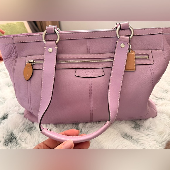 Coach Lavender Leather Tote - Picture 6 of 14